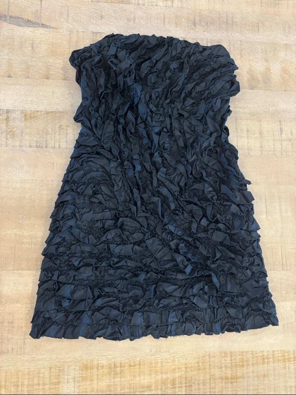 FARM Rio Textured Black Strapless Dress Size XS LBD 100% Cotton Classic Timeless - Picture 4 of 6